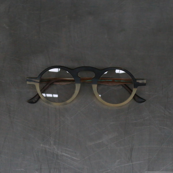 Rigards x UMA WANG collaboration: natural horn wire-cut handmade glasses RG00UW8 series RG-RG00UW8-MCTM camouflage frame with transparent lens